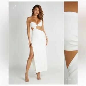 Meshki Solana One Shoulder Maxi White Sz Small